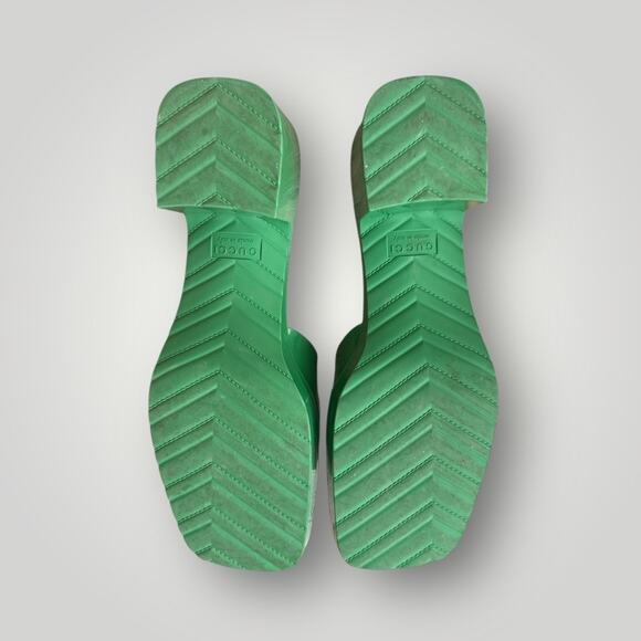 Gucci Rubber Logo Platform Slide Sandals Green - sz 40 - Picture 7 of 7